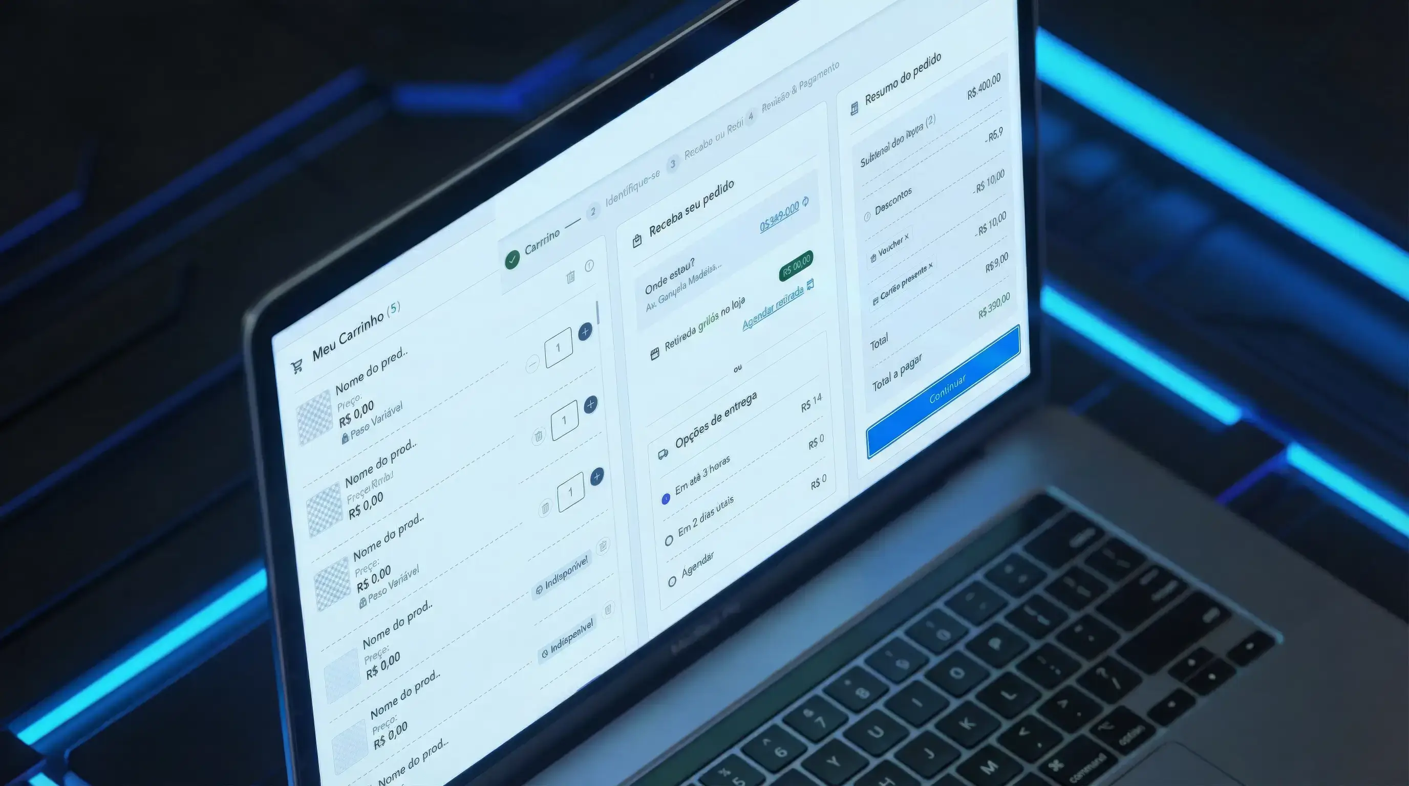 Carrinho de compras mobile com previsibilidade logística