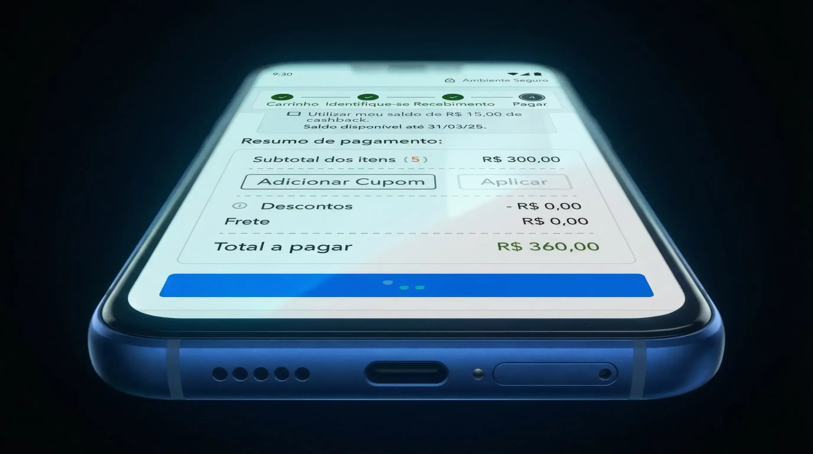 Checkout mobile com alertas proativos de frete