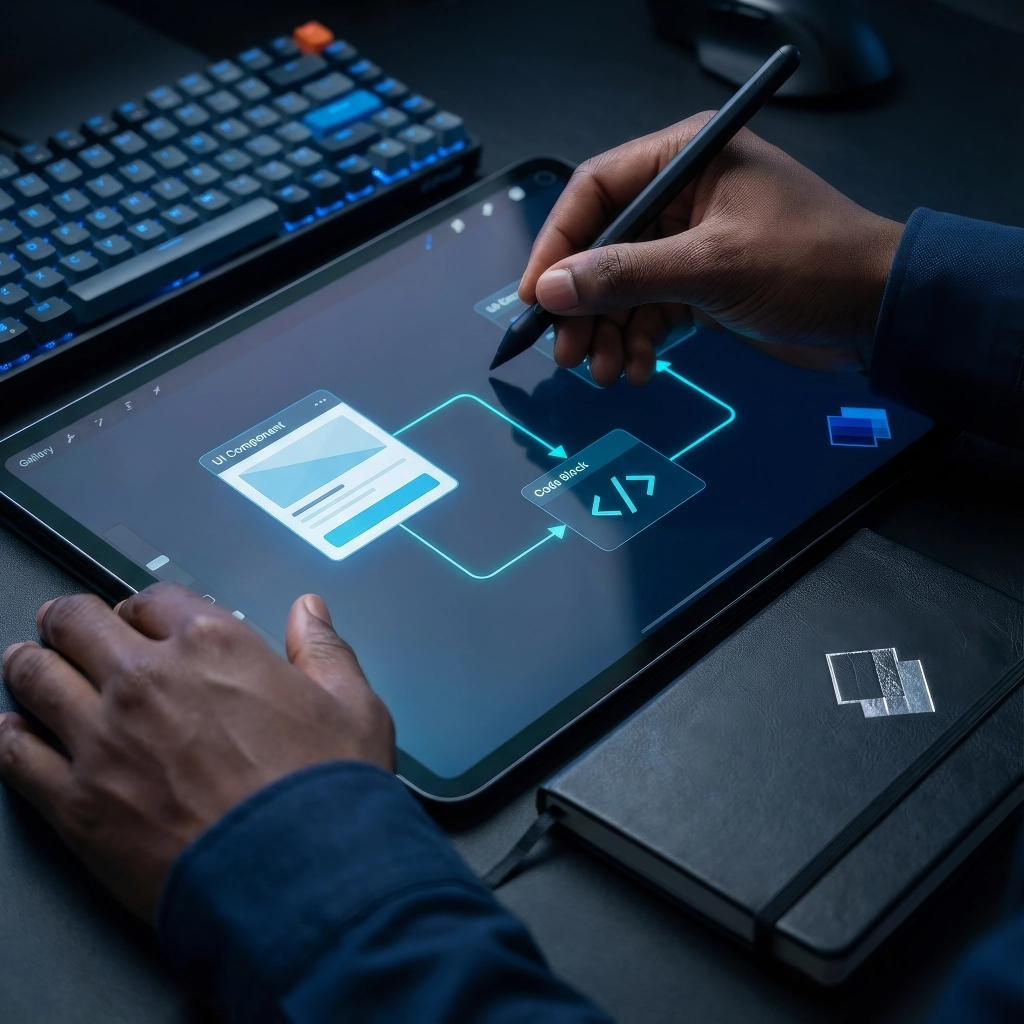 Fluxo de trabalho de Design Ops conectando protótipos a código